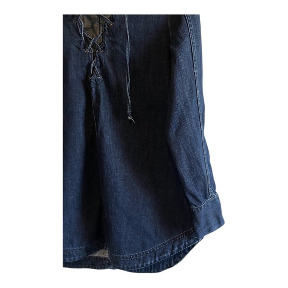 Free People Denim Tunic Size Small Neopolitan Dreams Grunge Boho Blue Indigo - Picture 3 of 5